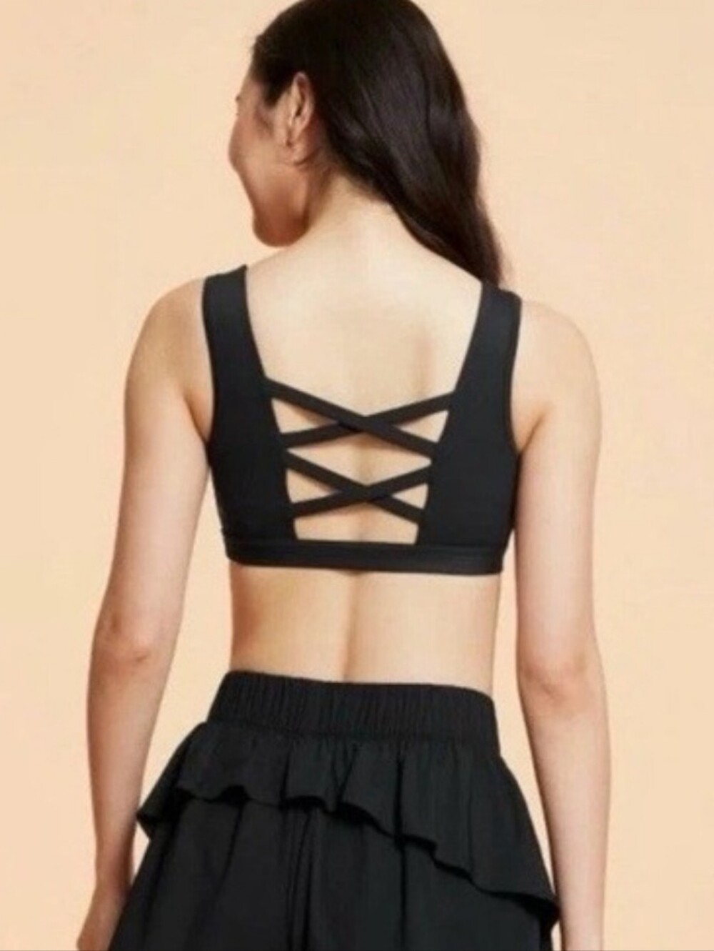 Blogilates Black Strappy Crisscross Back Tank Sports Bra
